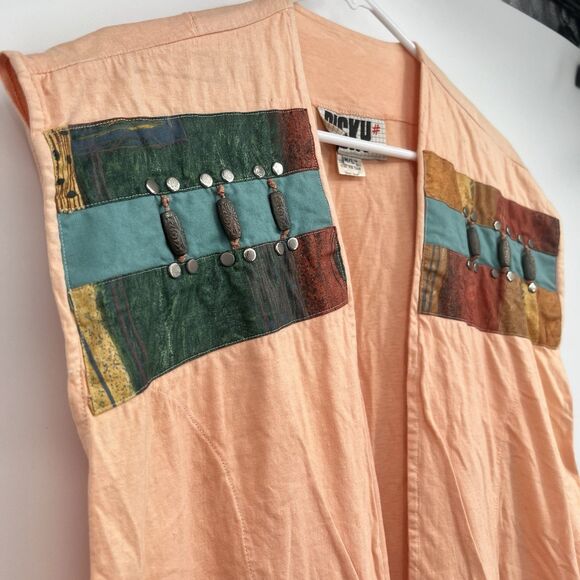VTG Risky Tunic Vest Southwestern Art To Wear Boho Hippie M/L USA - Picture 5 of 13